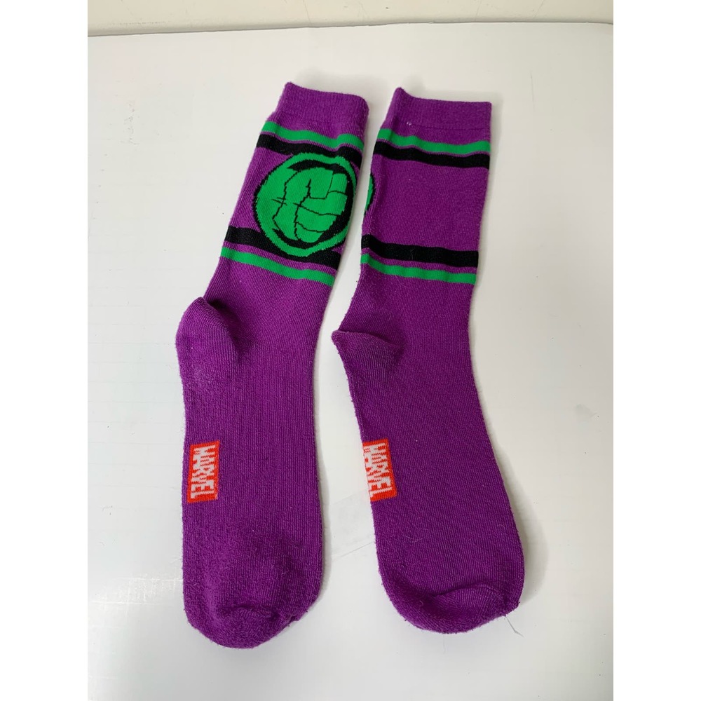 Hulk Marvel Mens Casual Dress Crew Socks Purple Green